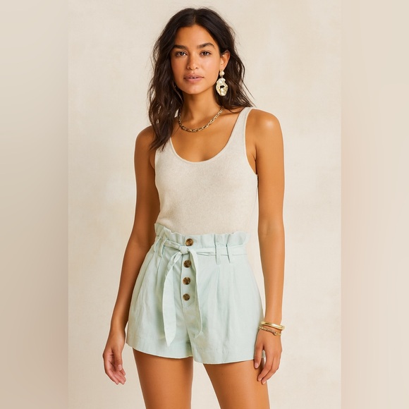 Abercrombie & Fitch Pants - Abercrombie & Fitch Cotton Linen Paper Bag Button Fly Shorts